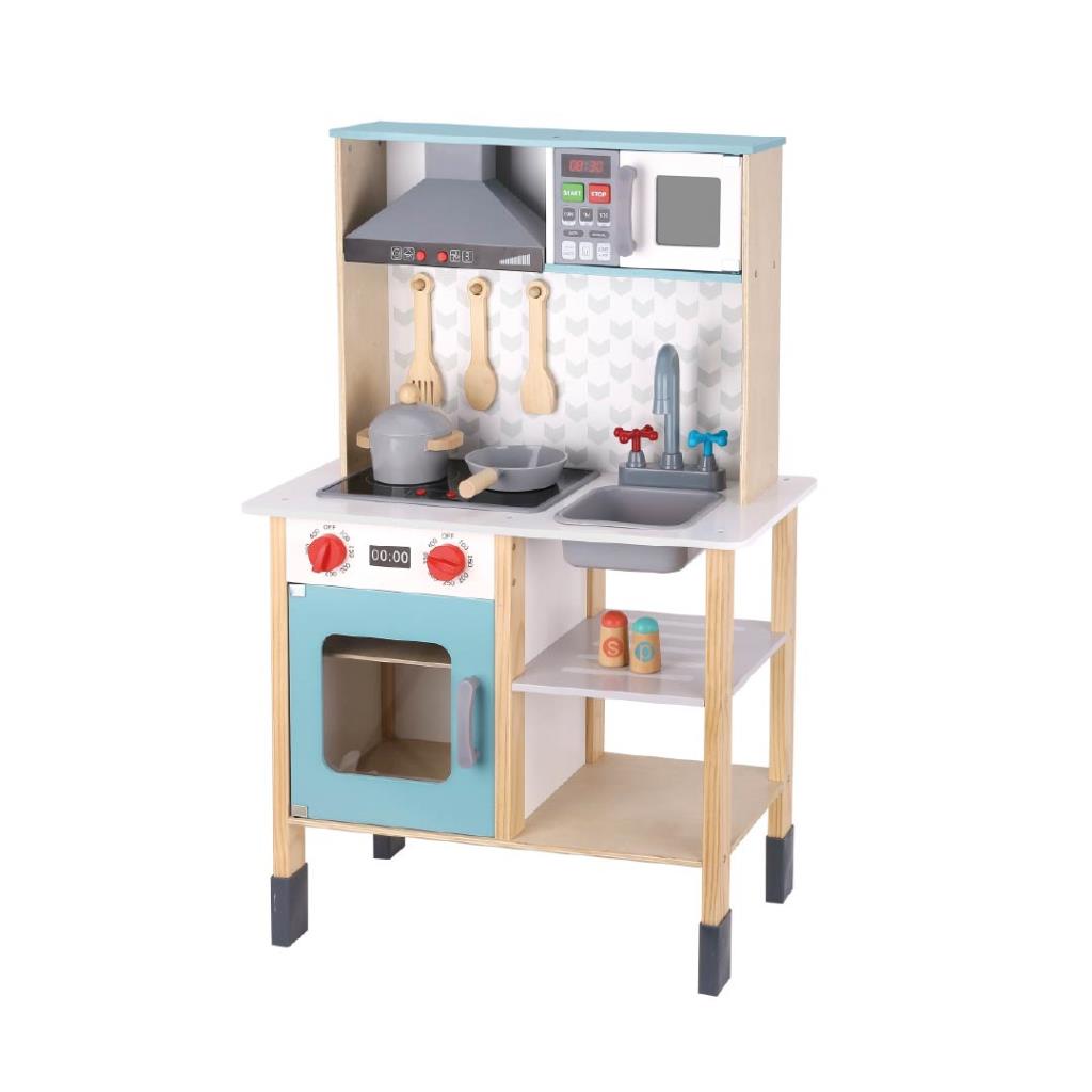 مطبخ أطفال خشبي متكامل مع فرن ومغسلة وإكسسوارات